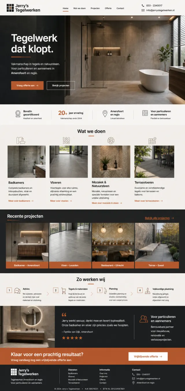 Websiteontwerp voor een tegelzetter