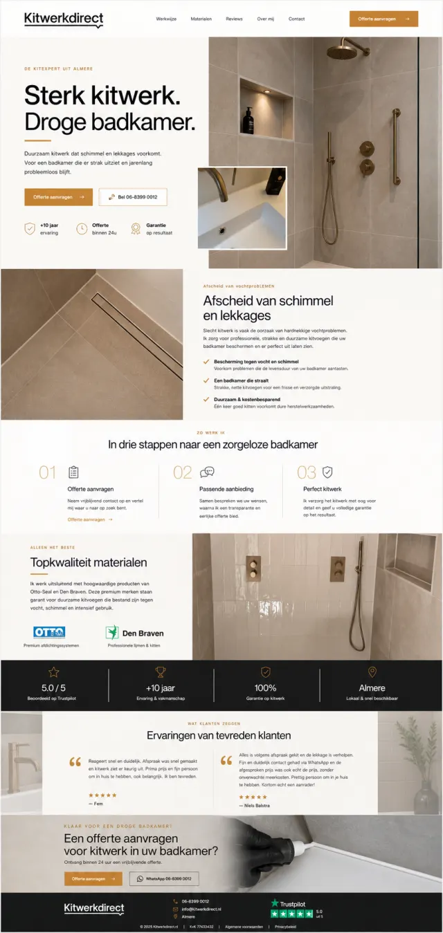 Websiteontwerp voor een kitbedrijf